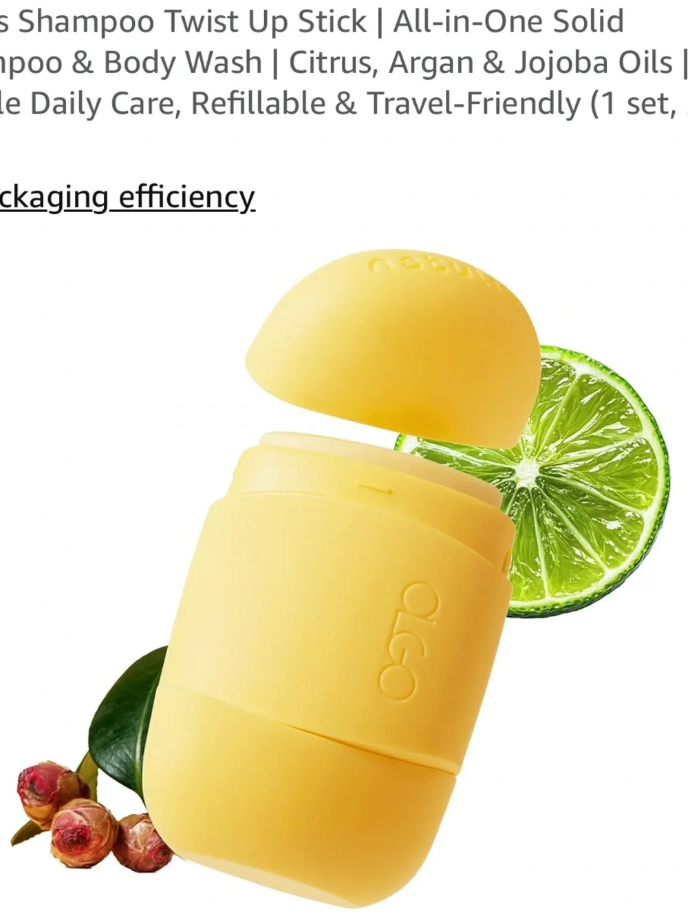 Citrus Shampoo Twist Up Stick - Yellow Solid Shampoo & Body Wash